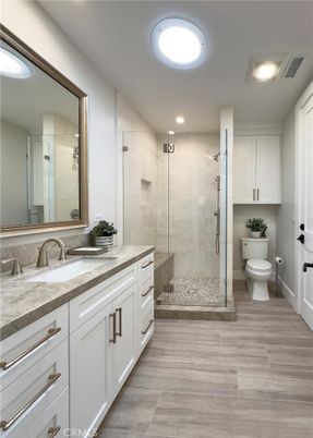 Bathroom, Glass Shower, Interior, Recessed Lighting