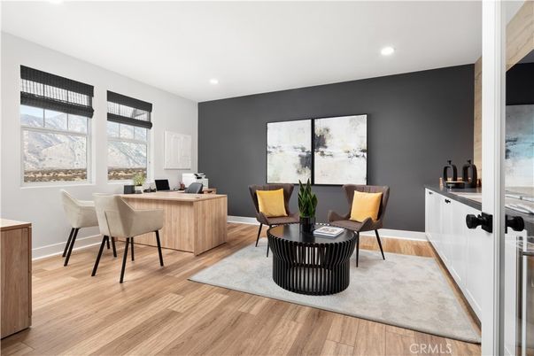 Home Office, Interior, Recessed Lighting, Wood Texture Flooring