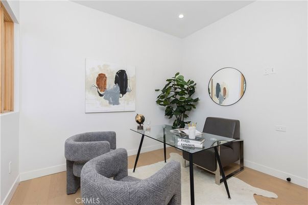 Home Office, Interior, Recessed Lighting, Wood Texture Flooring