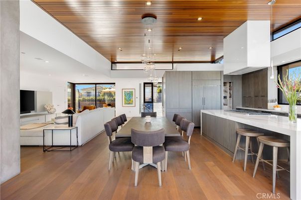 Dining room, Interior, Kitchen, Living room, Pendant Lights, Recessed Lighting, Wooden Ceilings, Wood Texture Flooring