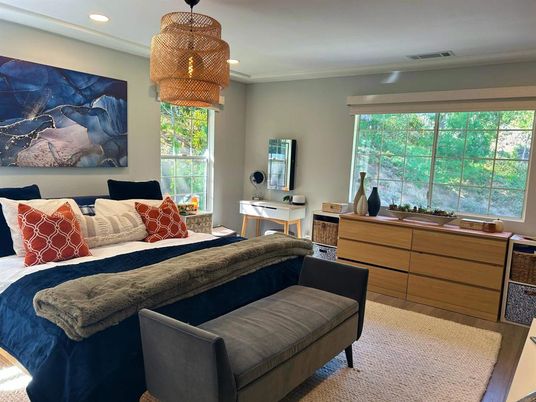Bedroom, Interior, Pendant Lights, Recessed Lighting