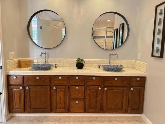 Bathroom, Dual Sink Vanities, Interior, Tile Countertops