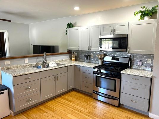 Interior, Kitchen, Recessed Lighting, Wood Texture Flooring