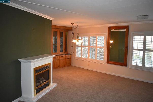 Chandelier, Empty room, Fireplace, Interior, Pendant Lights
