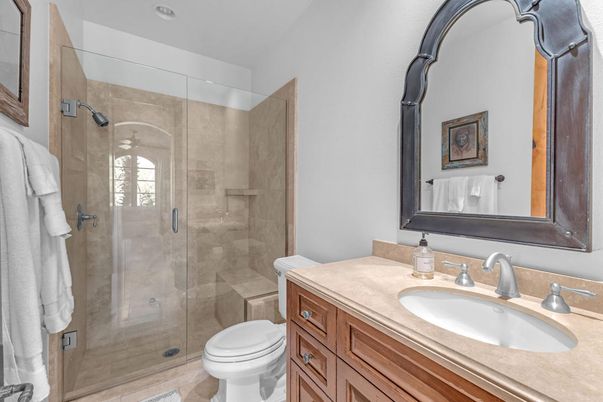 Bathroom, Glass Shower, Interior, Recessed Lighting