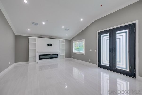 Empty room, Fireplace, Interior, Recessed Lighting