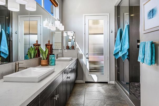 Bathroom, Dual Sink Vanities, Glass Shower, Interior
