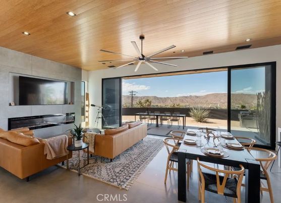 Dining room, Interior, Living room, Recessed Lighting, Wooden Ceilings