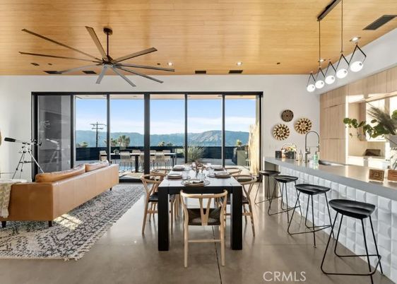 Dining room, Interior, Living room, Pendant Lights, Recessed Lighting, Water, Wooden Ceilings