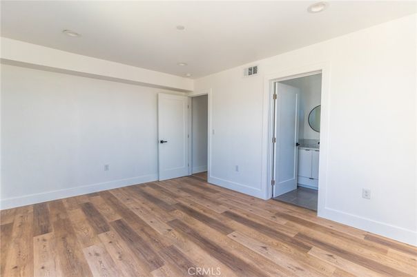 Bathroom, Empty room, Interior, Recessed Lighting, Wood Texture Flooring
