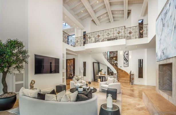 Fireplace, Interior, Living room, Recessed Lighting, Wooden Ceilings
