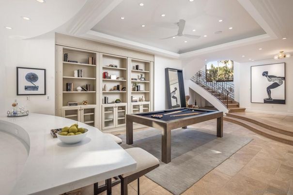 Billiard Table, Game Room, Interior, Recessed Lighting