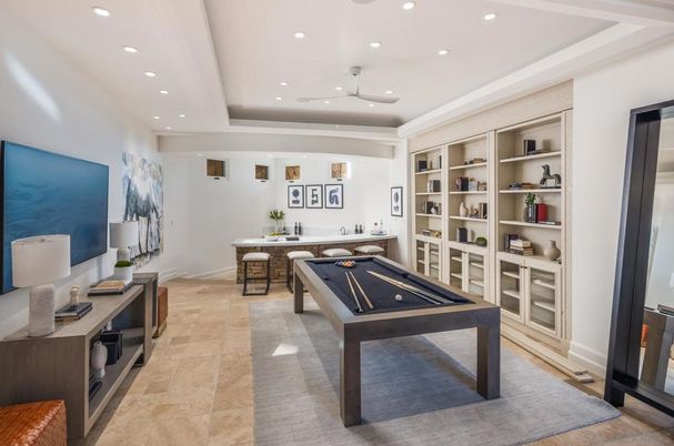 Billiard Table, Game Room, Interior, Recessed Lighting