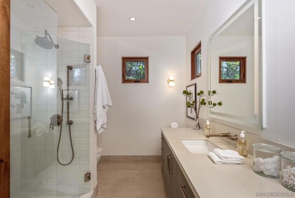 Bathroom, Glass Shower, Interior, Recessed Lighting