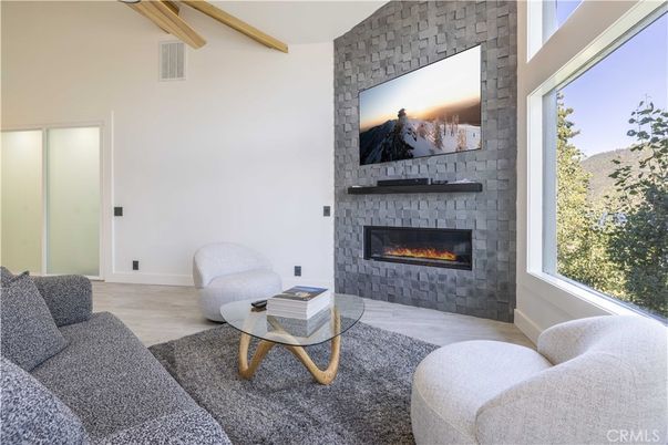 Fireplace, Interior, Living room, Stone Walls, Wooden Beams