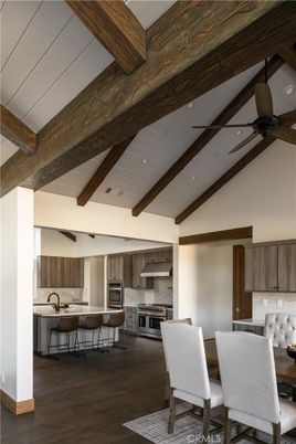 Interior, Kitchen, Recessed Lighting, Stainless Steel Appliances, Wooden Beams, Wood Texture Flooring