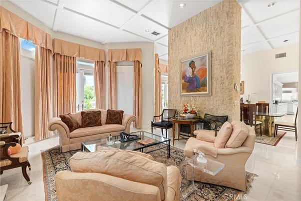 Dining room, Fireplace, Interior, Living room, Recessed Lighting, Stone Walls