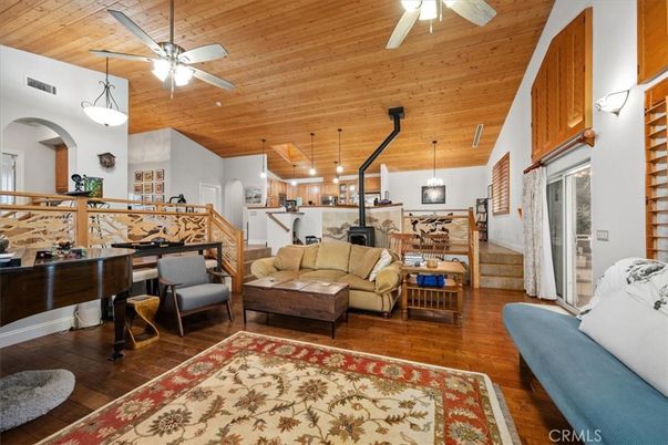 Interior, Kitchen, Living room, Pendant Lights, Wooden Ceilings, Wood Texture Flooring