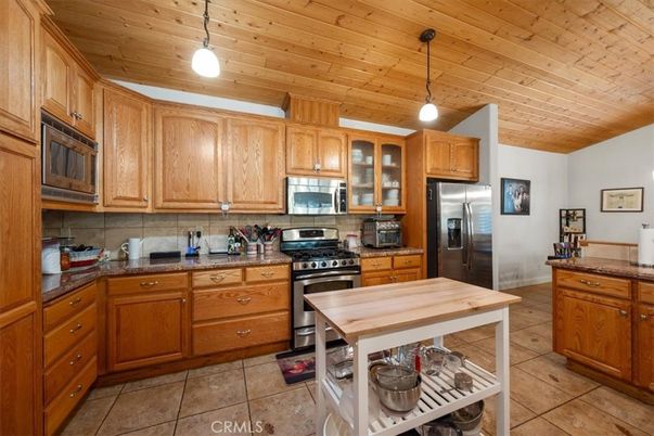 Interior, Kitchen, Pendant Lights, Stainless Steel Appliances, Wooden Ceilings