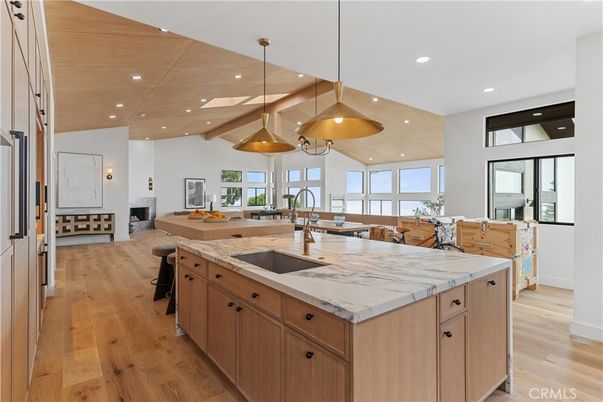 Interior, Kitchen, Living room, Pendant Lights, Recessed Lighting, Wooden Ceilings, Wood Texture Flooring
