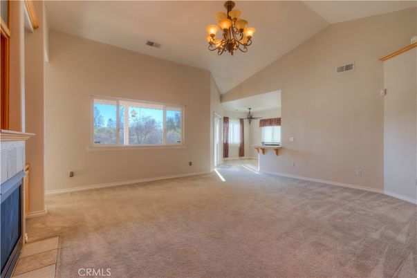 Chandelier, Empty room, Fireplace, Interior