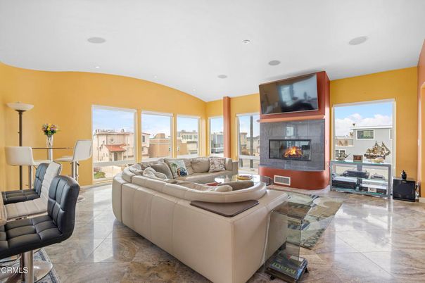 Dining room, Fireplace, Interior, Living room, Recessed Lighting