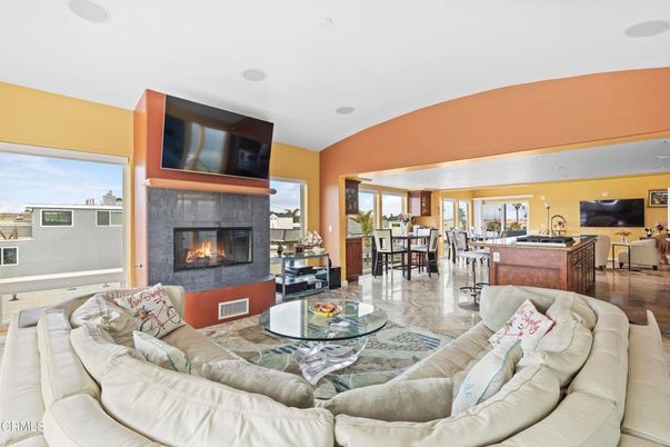 Dining room, Fireplace, Interior, Living room, Wood Texture Flooring