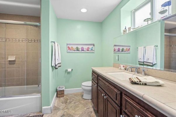 Bathroom, Glass Shower, Interior, Recessed Lighting, Tile Countertops