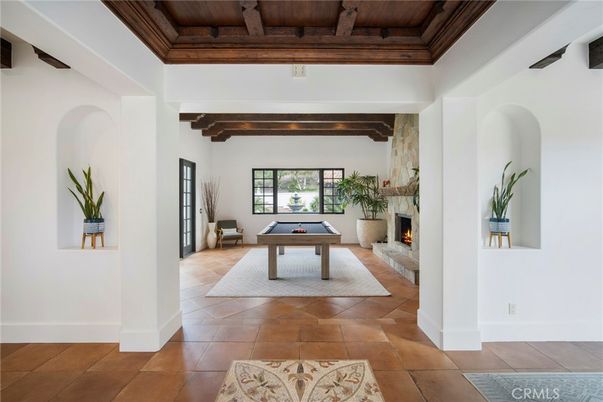 Billiard Table, Fireplace, Game Room, Interior, Wooden Beams, Wooden Ceilings