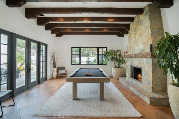 Billiard Table, Fireplace, Game Room, Interior, Wooden Beams