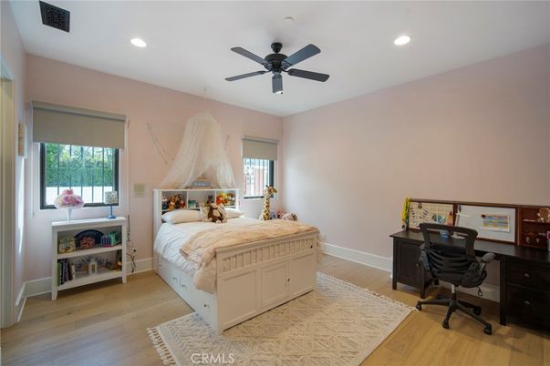Bedroom, Home Office, Interior, Recessed Lighting, Wood Texture Flooring
