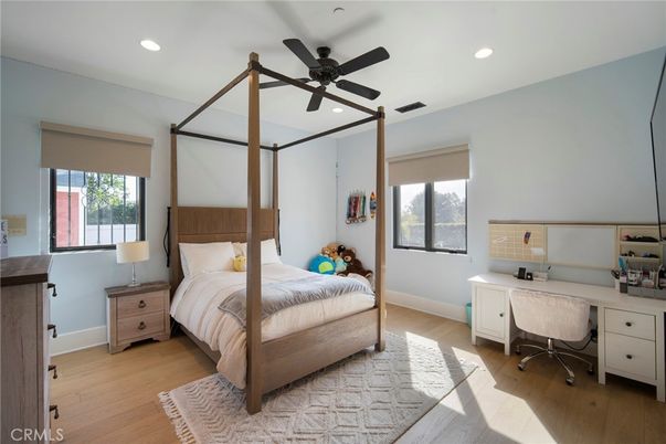 Bedroom, Home Office, Interior, Recessed Lighting, Wood Texture Flooring