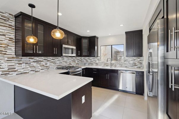 Interior, Kitchen, Pendant Lights, Recessed Lighting, Stainless Steel Appliances