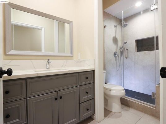 Bathroom, Glass Shower, Interior, Marble Walls, Recessed Lighting