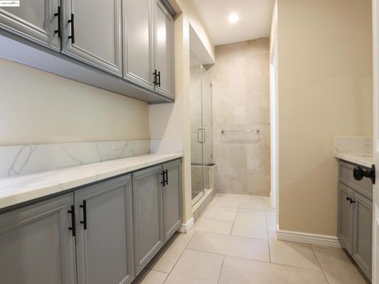 Bathroom, Glass Shower, Interior, Marble Walls, Recessed Lighting