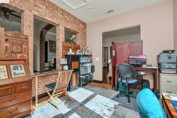 Home Office, Interior, Recessed Lighting, Stone Walls