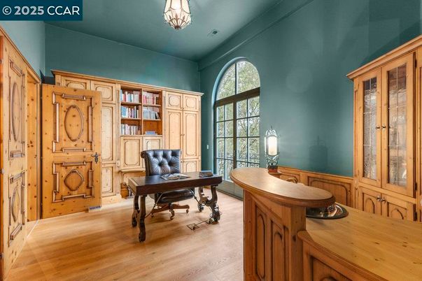 Home Office, Interior, Wood Texture Flooring, Wooden Walls
