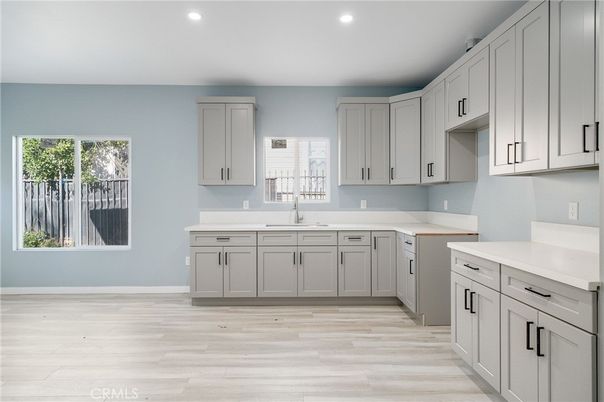 Interior, Kitchen, Recessed Lighting, Wood Texture Flooring