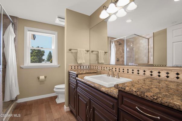 Bathroom, Glass Shower, Interior, Wood Texture Flooring
