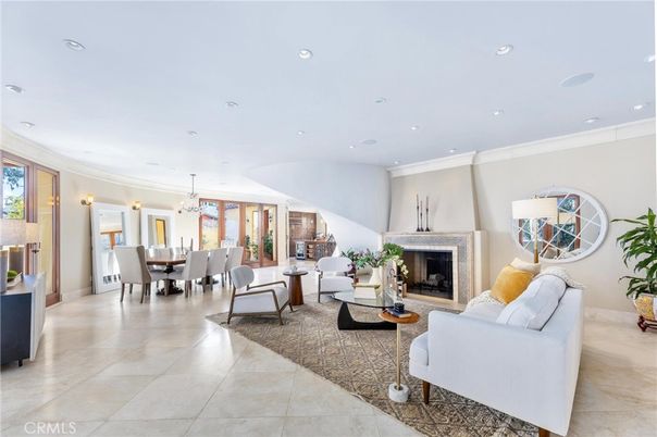 Chandelier, Dining room, Fireplace, Interior, Living room, Recessed Lighting
