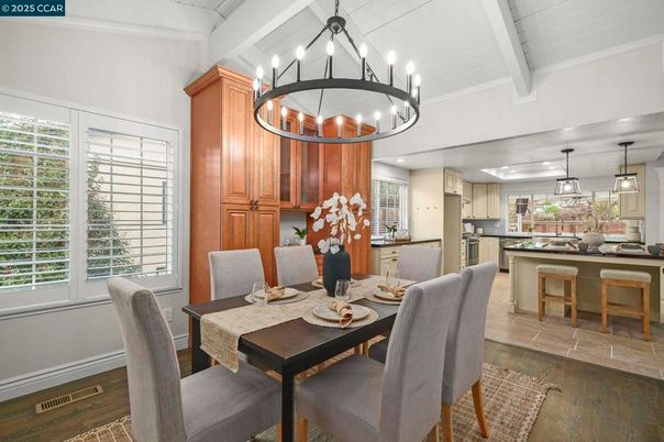 Chandelier, Dining room, Interior, Kitchen, Pendant Lights, Wood Texture Flooring