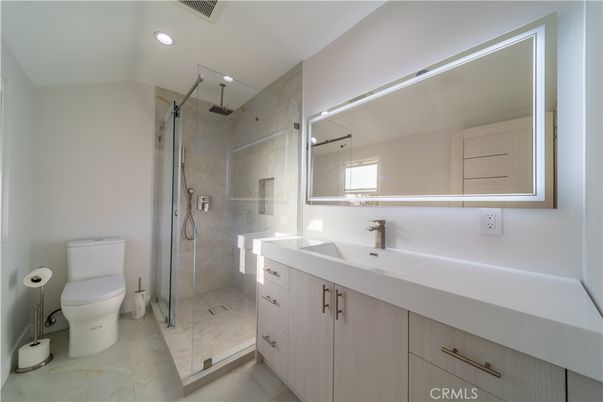Bathroom, Glass Shower, Interior, Recessed Lighting