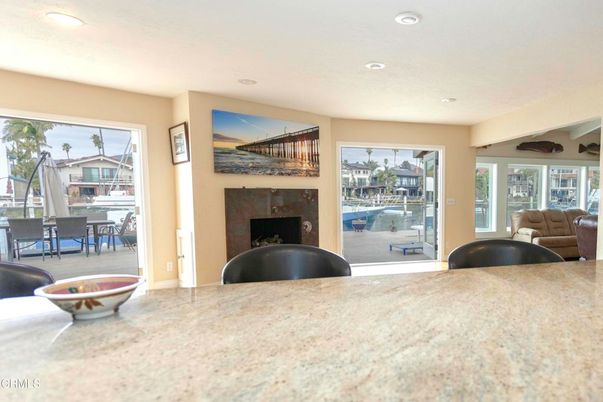 Dining room, Fireplace, Interior, Recessed Lighting