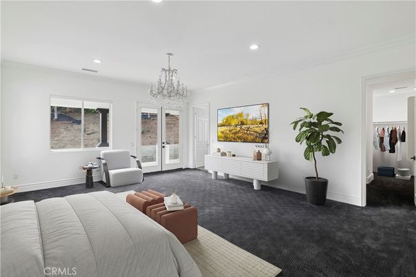 Bedroom, Chandelier, Interior, Recessed Lighting