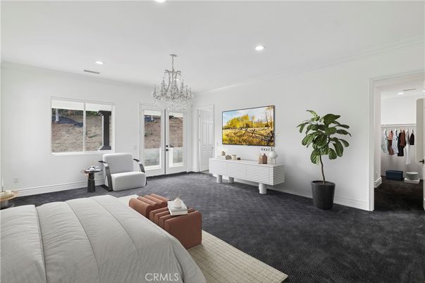 Bedroom, Chandelier, Interior, Recessed Lighting