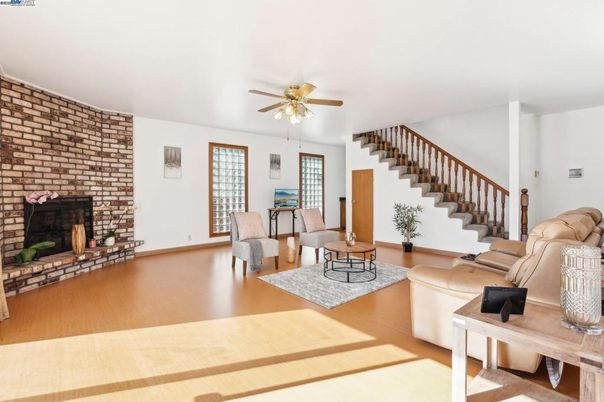 Fireplace, Interior, Living room, Stone Walls, Wood Texture Flooring