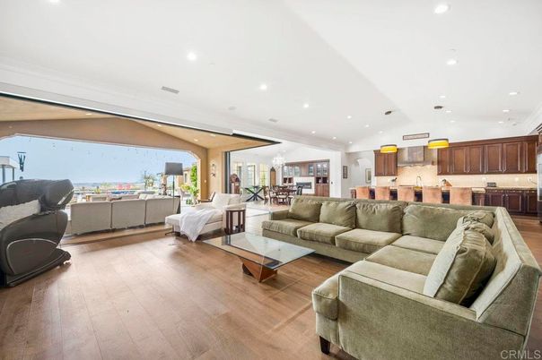 Chandelier, Dining room, Interior, Kitchen, Living room, Pendant Lights, Recessed Lighting, Wood Texture Flooring