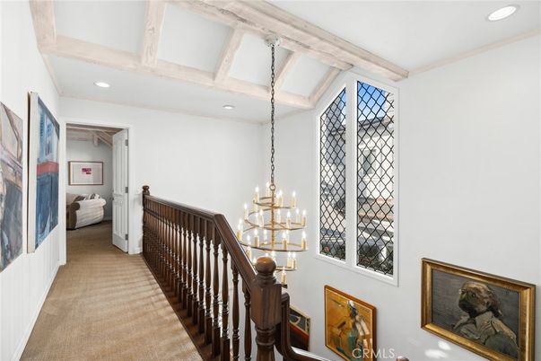 Chandelier, Interior, Recessed Lighting, Wooden Beams