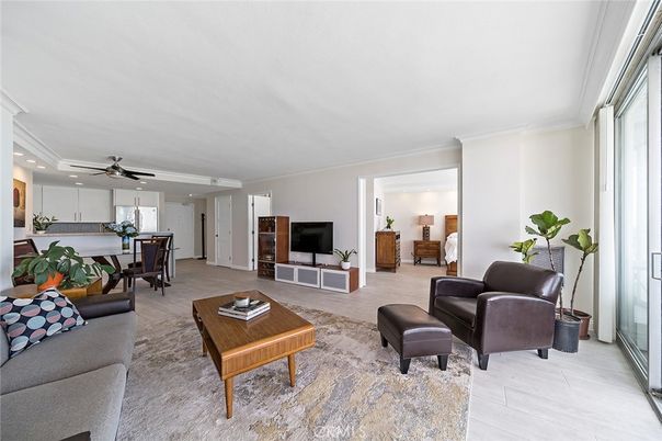 Dining room, Interior, Living room, Recessed Lighting, Wood Texture Flooring