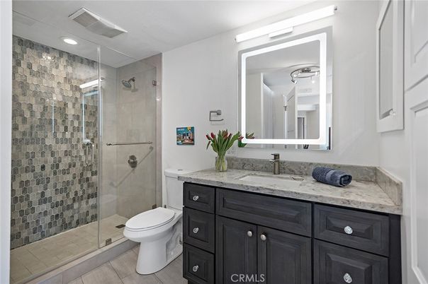 Bathroom, Glass Shower, Interior, Recessed Lighting